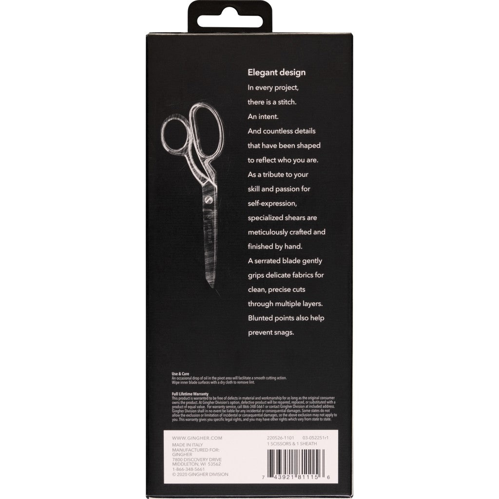 Gingher 8in Serrated/Knife Edge Dressmakers Shears Blunt Tip - view 2