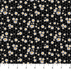 Lavender Market Mini Daisy Black (Sold By 1/2 Meter)