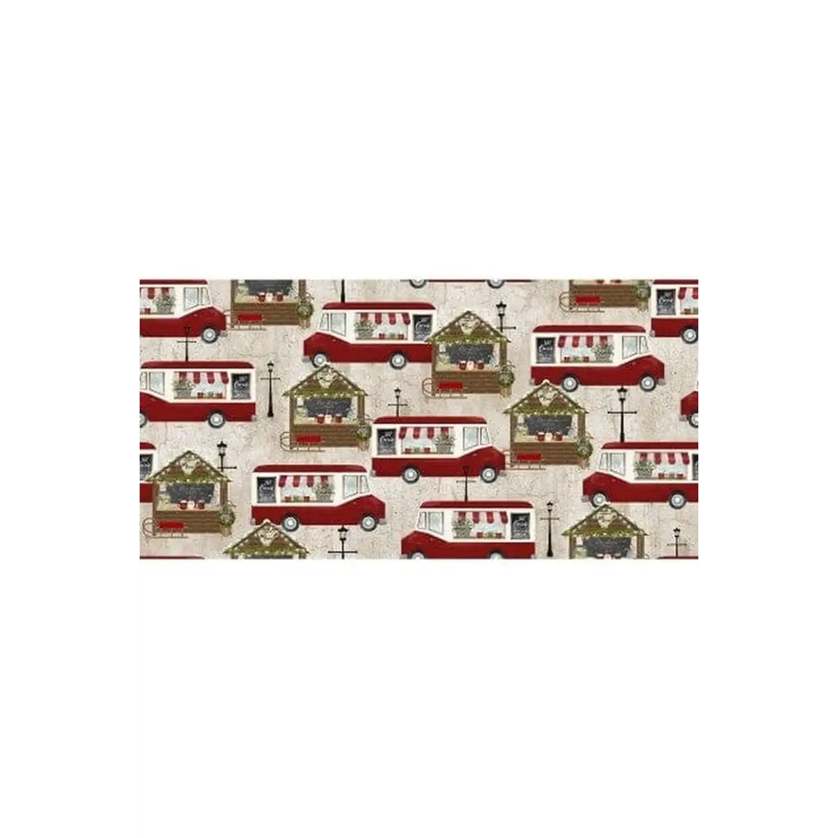 Fabric, "Cocoa Trucks" Pattern - A Christmas to Remember By Beth Albert, Beige