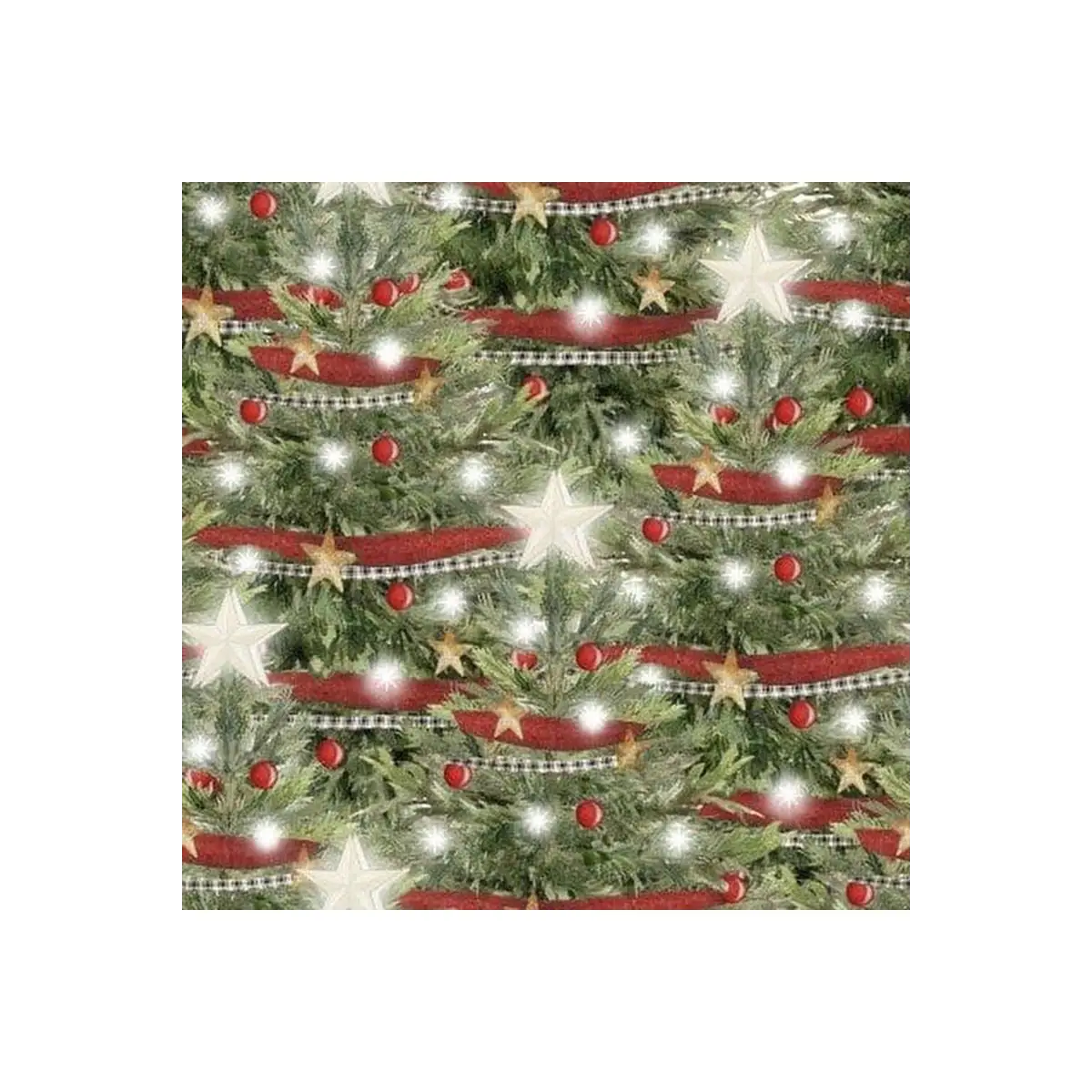 Fabric, "Decorated Trees" Pattern - A Christmas To Remember By Beth Albert, Green