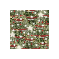 Fabric, "Decorated Trees" Pattern - A Christmas To Remember By Beth Albert, Green