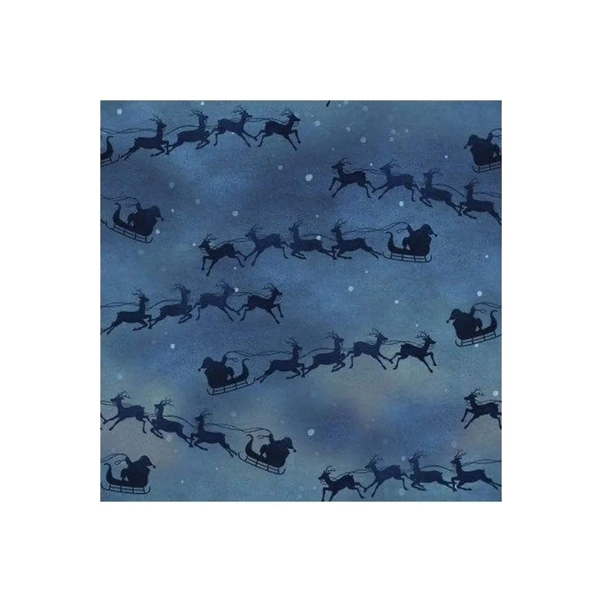 Fabric, "Flying Sleigh" Pattern - A Christmas To Remember By Beth Albert, Blue