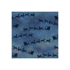 Fabric, "Flying Sleigh" Pattern - A Christmas To Remember By Beth Albert, Blue