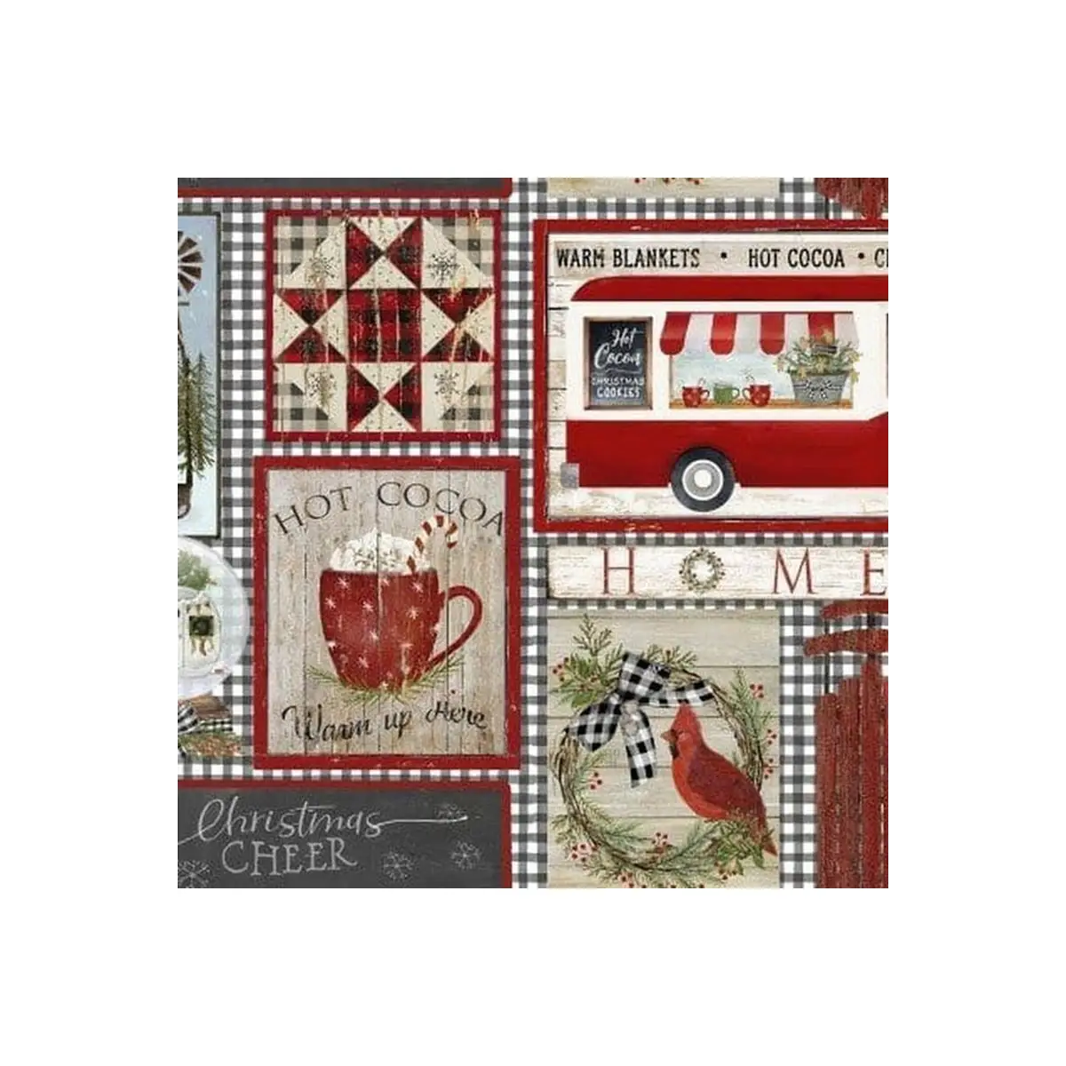 Fabric, "Home Patch" Pattern - A Christmas To Remember By Beth Albert, Multi-Patterned