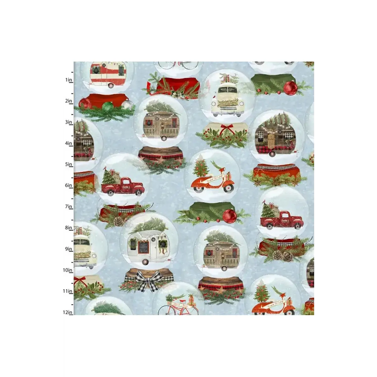 Fabric, 3 Wishes Fabric, A Christmas To Remember, Transport Globes - 19526-Blue