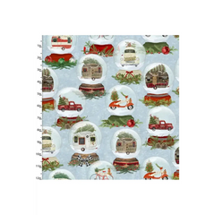Fabric, 3 Wishes Fabric, A Christmas To Remember, Transport Globes - 19526-Blue
