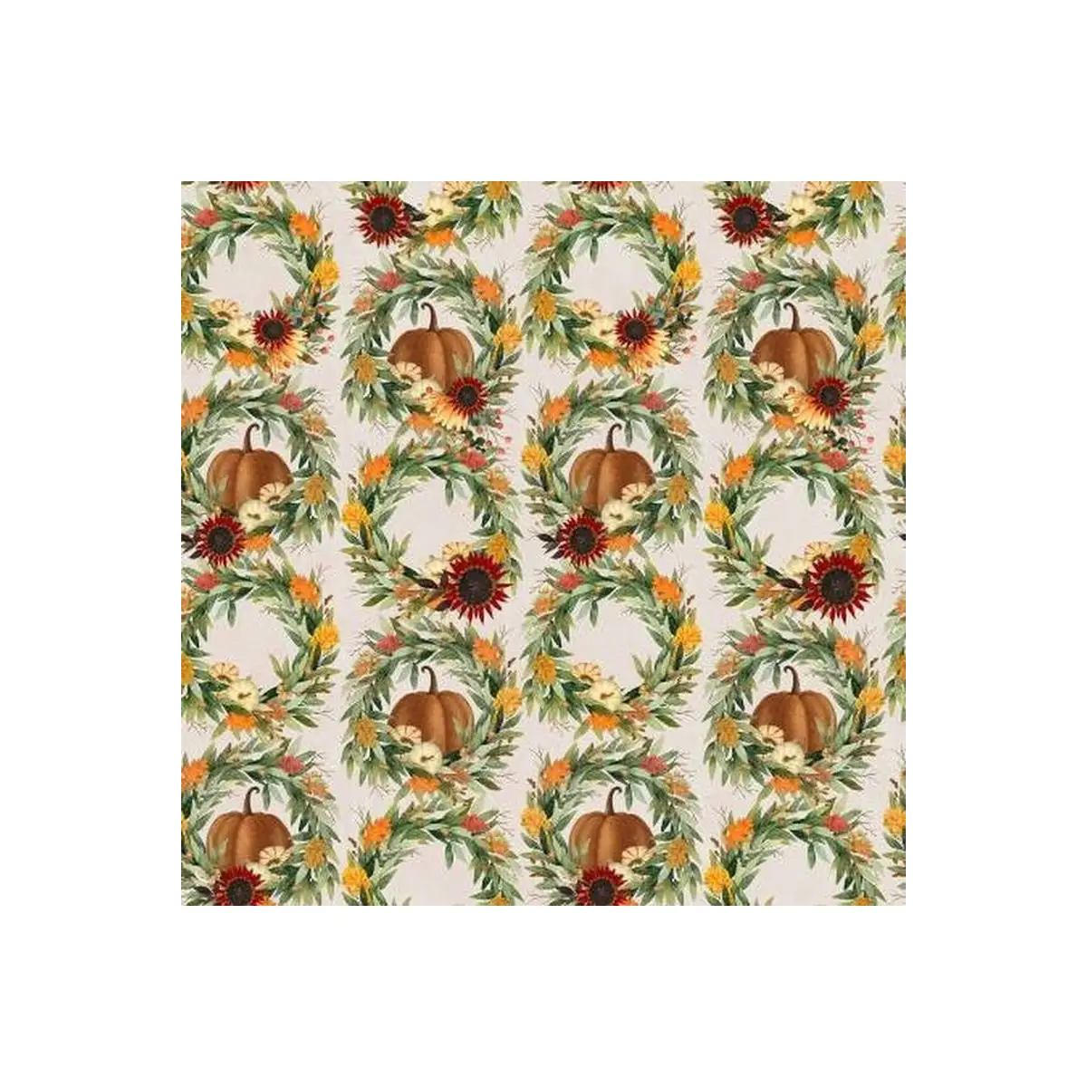 Fabric, Happy Fall Beige Wreath