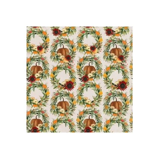 Fabric, Happy Fall Beige Wreath