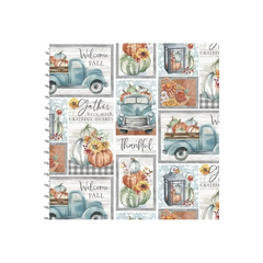 Fabric, 3 Wishes Fabrics, Happy Harvest Collection - Grateful Patchwork