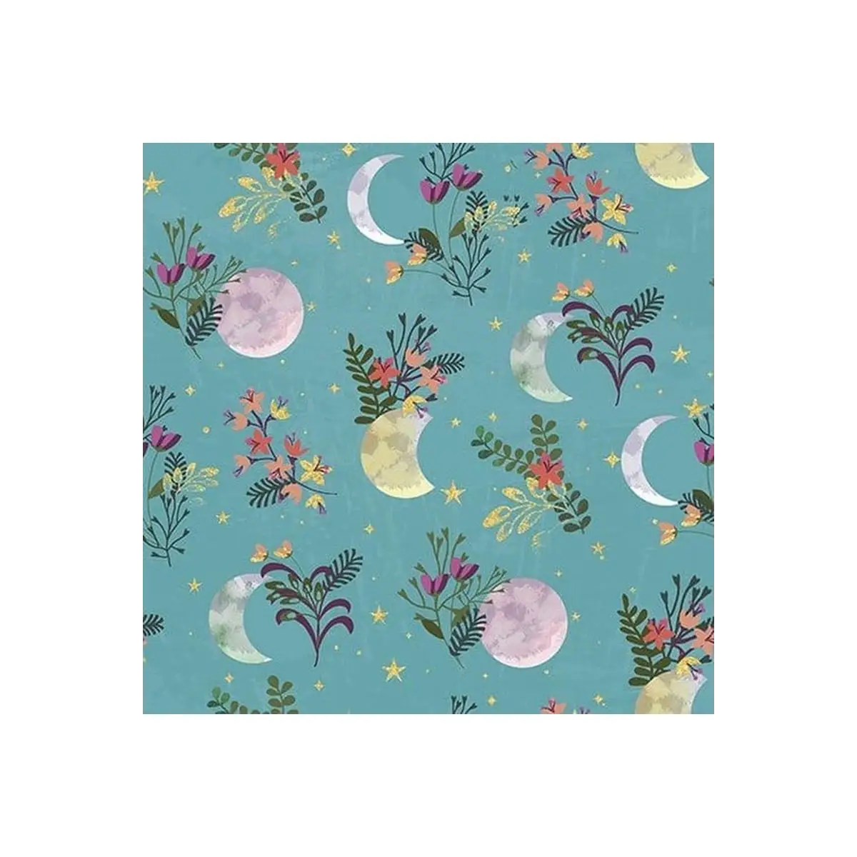 Fabric, Moonlight Florals - 18708-Turquoise