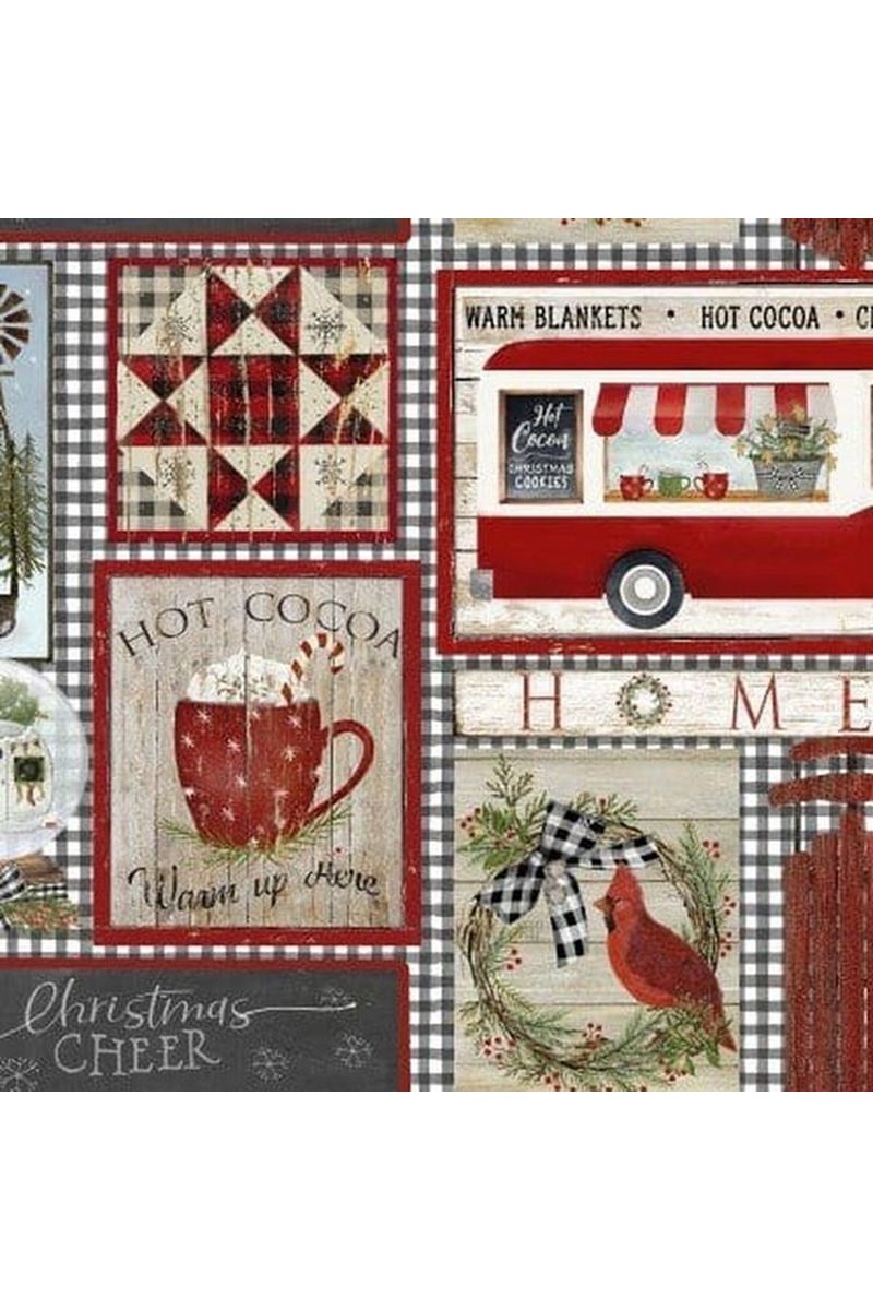 Fabric, "Home Patch" Pattern - A Christmas To Remember By Beth Albert, Multi-Patterned