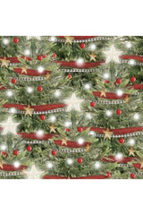 Fabric, "Decorated Trees" Pattern - A Christmas To Remember By Beth Albert, Green
