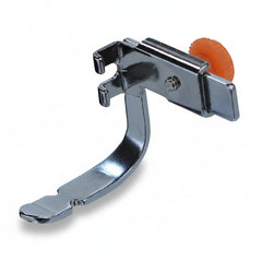 Metal clip with an orange component on a white background