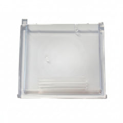 Clear plastic box with a white interior on a white background