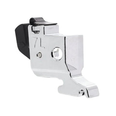 A polished chrome metal mechanical component with a black plastic latch, featuring the engraved characters '7L' on its side, set against a plain white background.