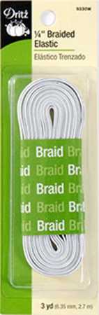 Dritz White Braided Elastic 1/4in x 3yds