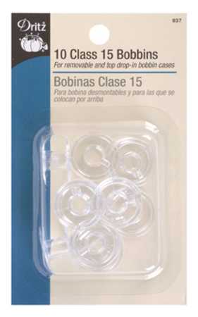Dritz Bobbin Plastic Class 15 Bonus Pack 10ct