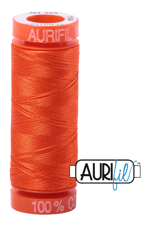 Aurifil Mako 50wt Cotton 200 m 220 yd. spool - 1104 Neon Orange