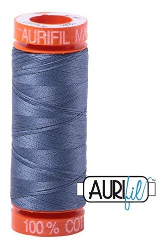Aurifil Mako 50wt Cotton 200 m 220 yd. spool - 1248 Dark Grey Blue