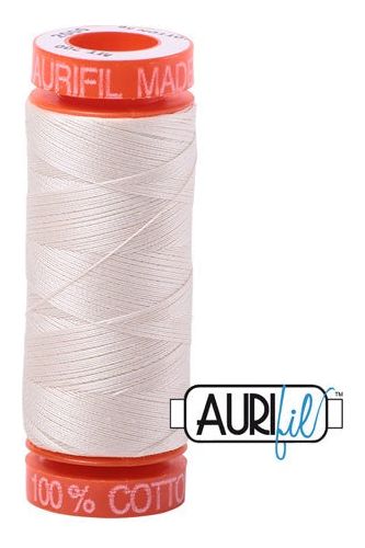 Aurifil Mako 50wt Cotton 200 m 220 yd. spool - 2000 Light Sand