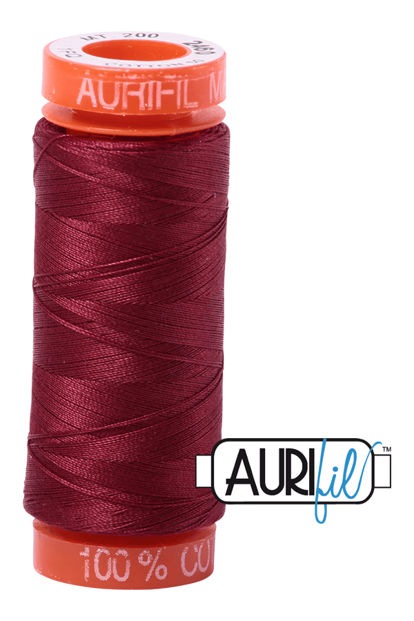 Aurifil Mako 50wt Cotton 200 m 220 yd. spool - 2460 Dark Carmine Red