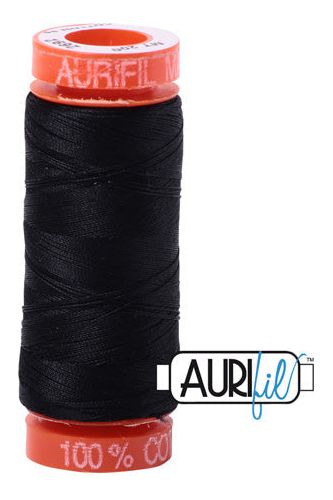 Aurifil Mako 50wt Cotton 200 m 220 yd. spool - 2692 Black