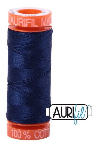 Aurifil Mako 50wt Cotton 200 m 220 yd. spool - 2784 Dark Navy