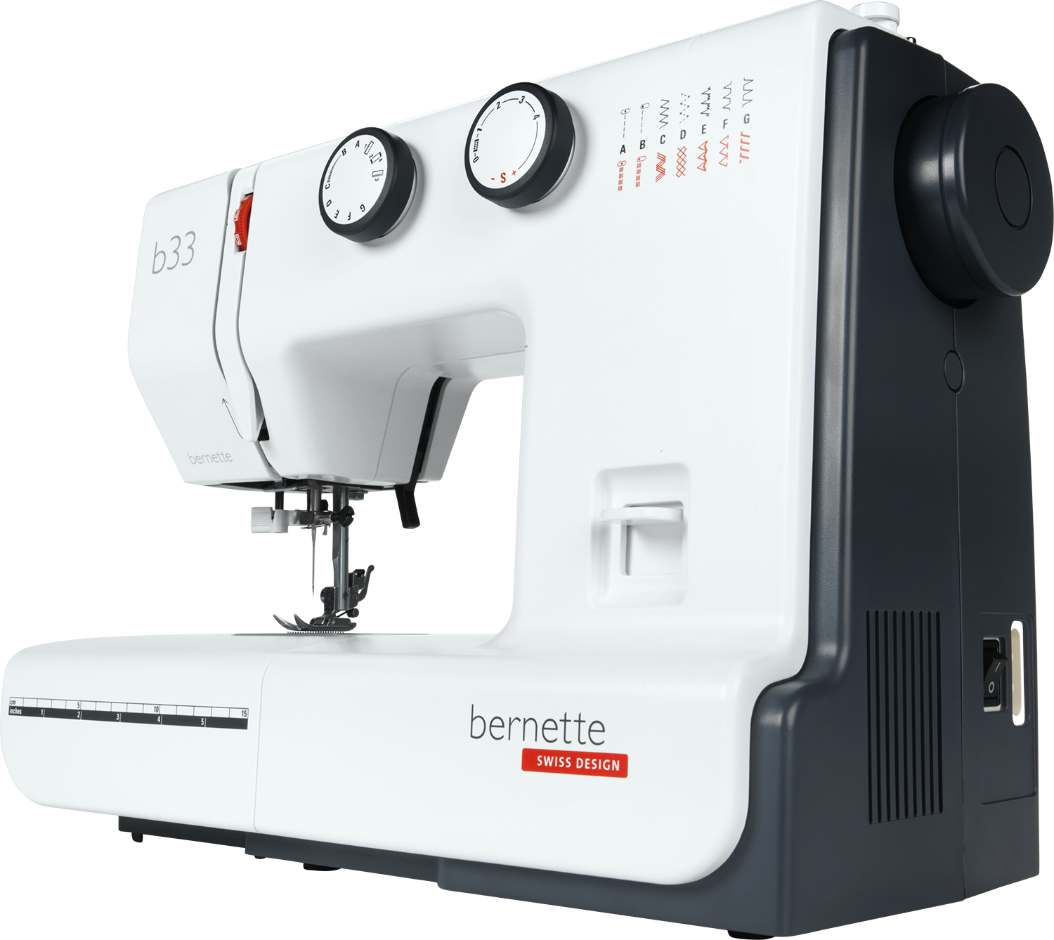 bernette 33 sewing machine, angled view