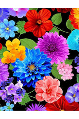 Fabric, Timeless Treasures Fabrics, Garden Bouquet, Variety of Vibrant Florals