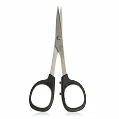 Pair of black-handled scissors on a white background