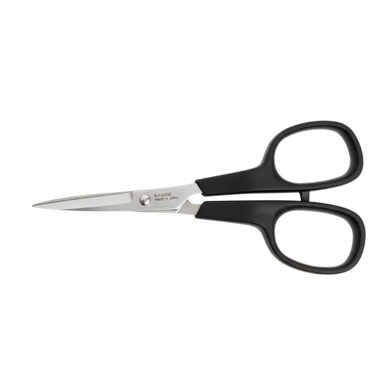 Pair of black-handled scissors on a white background
