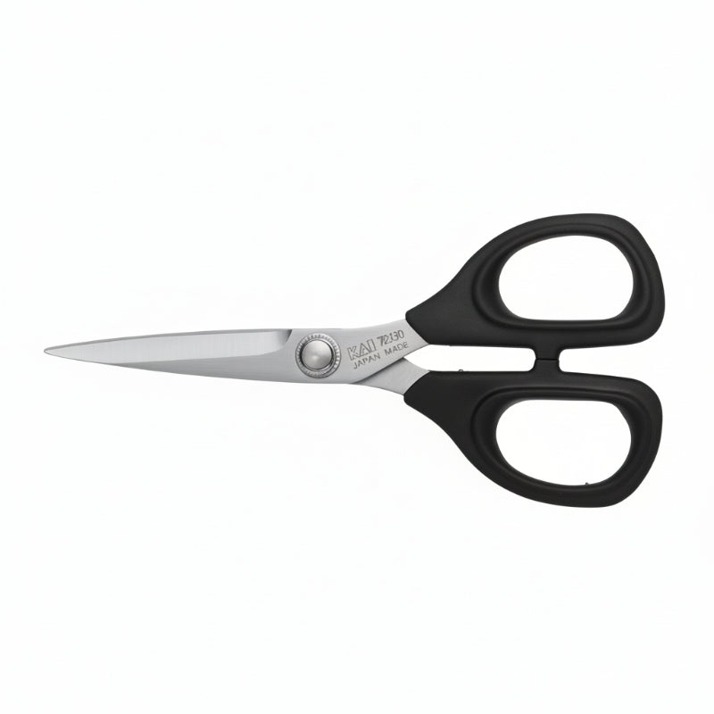 Pair of scissors with black handles on a white background