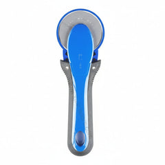 Blue and gray measuring tool on a white background