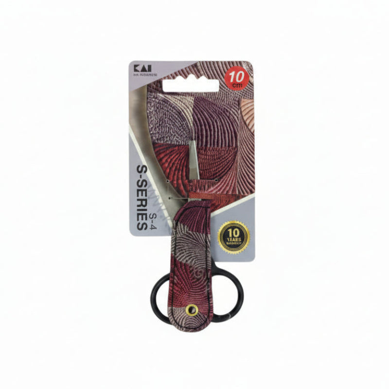 Pair of scissors with a black handle on a white background