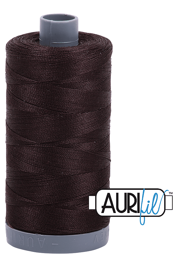 Aurifil Mako 28wt Cotton 750 m 820 yd. spool - 1130 Very Dark Bark