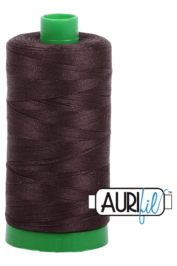 Aurifil Mako 40wt 2-ply Cotton 1000 m 1094 yd. spool - 1130 Very Dark Bark
