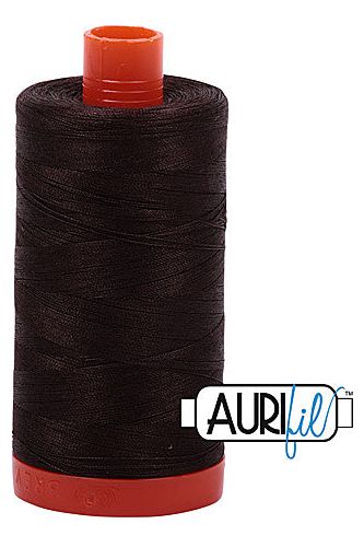 Aurifil Mako 50wt Cotton 1300 m 1422 yd. spool - 1130 Very Dark Bark