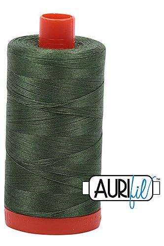 Aurifil Mako 50wt Cotton 1300 m 1422 yd. spool - 2890 Very Dark Grass Green