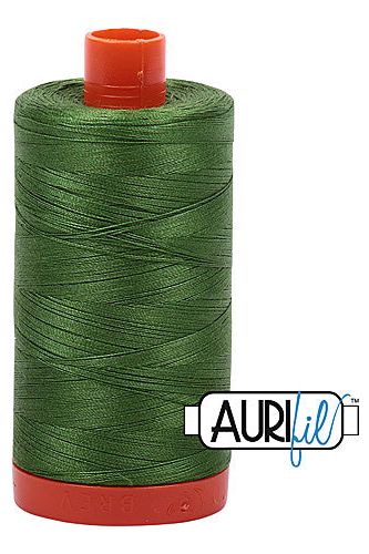 Aurifil Mako 50wt Cotton 1300 m 1422 yd. spool - 5018 Dark Grass Green