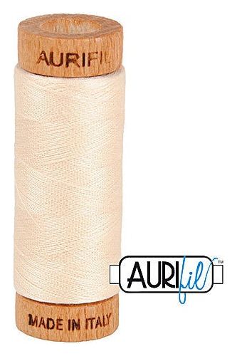 Aurifil Mako 80wt Cotton 274 m 300 yd. spool - 2000 Light Sand