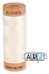 Aurifil Mako 80wt Cotton 274 m 300 yd. spool - 2026 Chalk