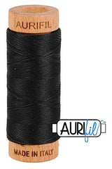 Aurifil Mako 80wt Cotton 274 m 300 yd. spool - 2692 Black