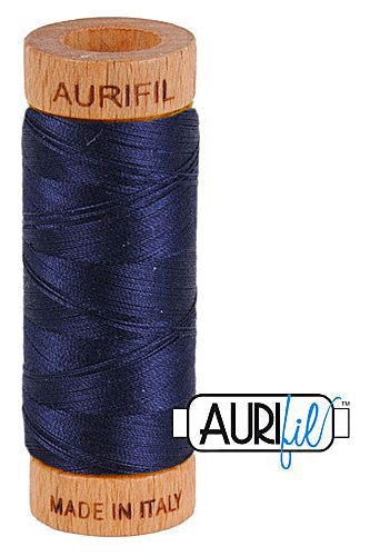 Aurifil Mako 80wt Cotton 274 m 300 yd. spool - 2785 Very Dark Navy