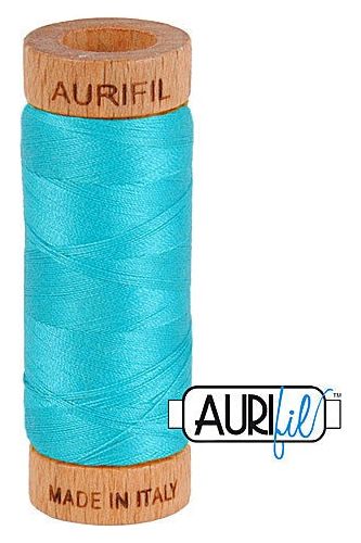 Aurifil Mako 80wt Cotton 274 m 300 yd. spool - 2810 Turquoise