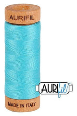 Aurifil Mako 80wt Cotton 274 m 300 yd. spool - 5005 Bright Turquoise