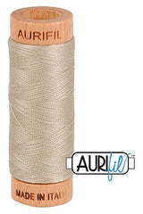 Aurifil Mako 80wt Cotton 274 m 300 yd. spool - 5011 Rope Beige