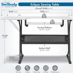 Eclipse Sewing Craft Table Black/White