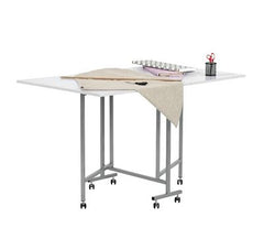 Mobile Folding Craft Cutting Table Silver/White