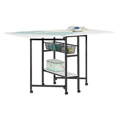Mobile Fabric Cutting Hobby Table Charcoal/White