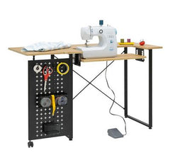 Pivot Sewing Table with Pegboard Graphite/Ashwood